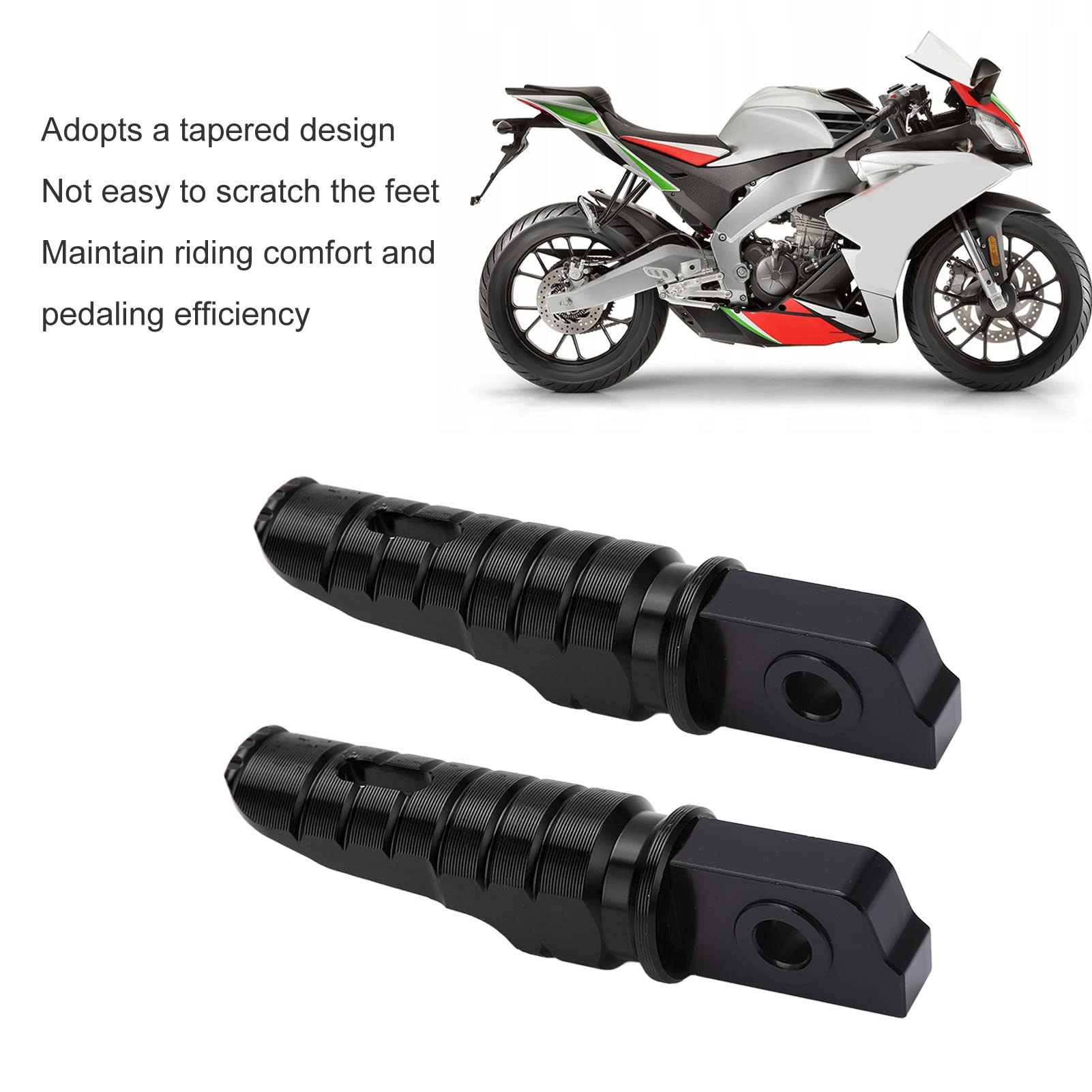 SWOQ Motorrad-Fußraste vorne, langlebiges Motorrad-Fußpedal, rostfreier Antioxidans-Ersatz für RS125 TUONO125 für Upgrade(Schwarz)