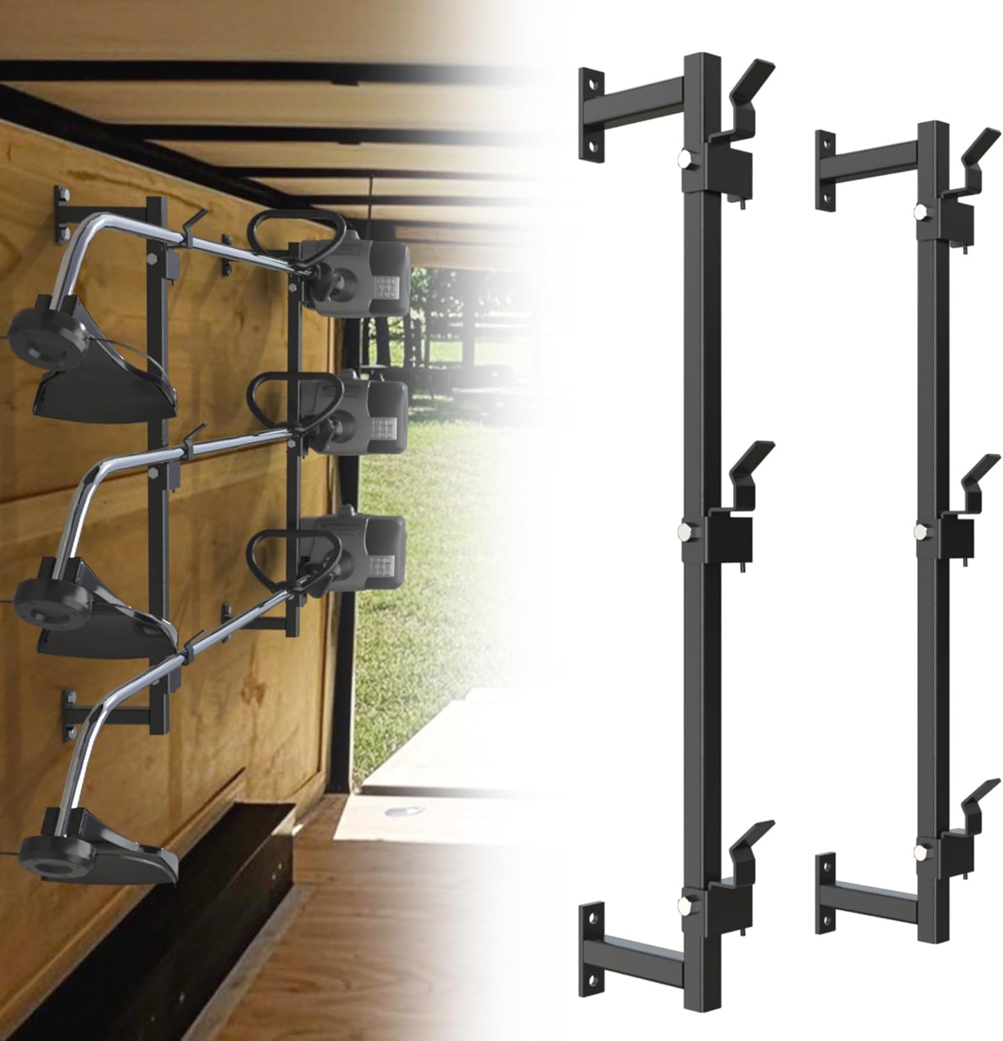 MELIPRON Weed Eater Rack for Enclosed Trailer, Landscape Trimmer Rack for for Lawn Equipment, Weed Wack Holder for Yard Lawn Tools Equipment