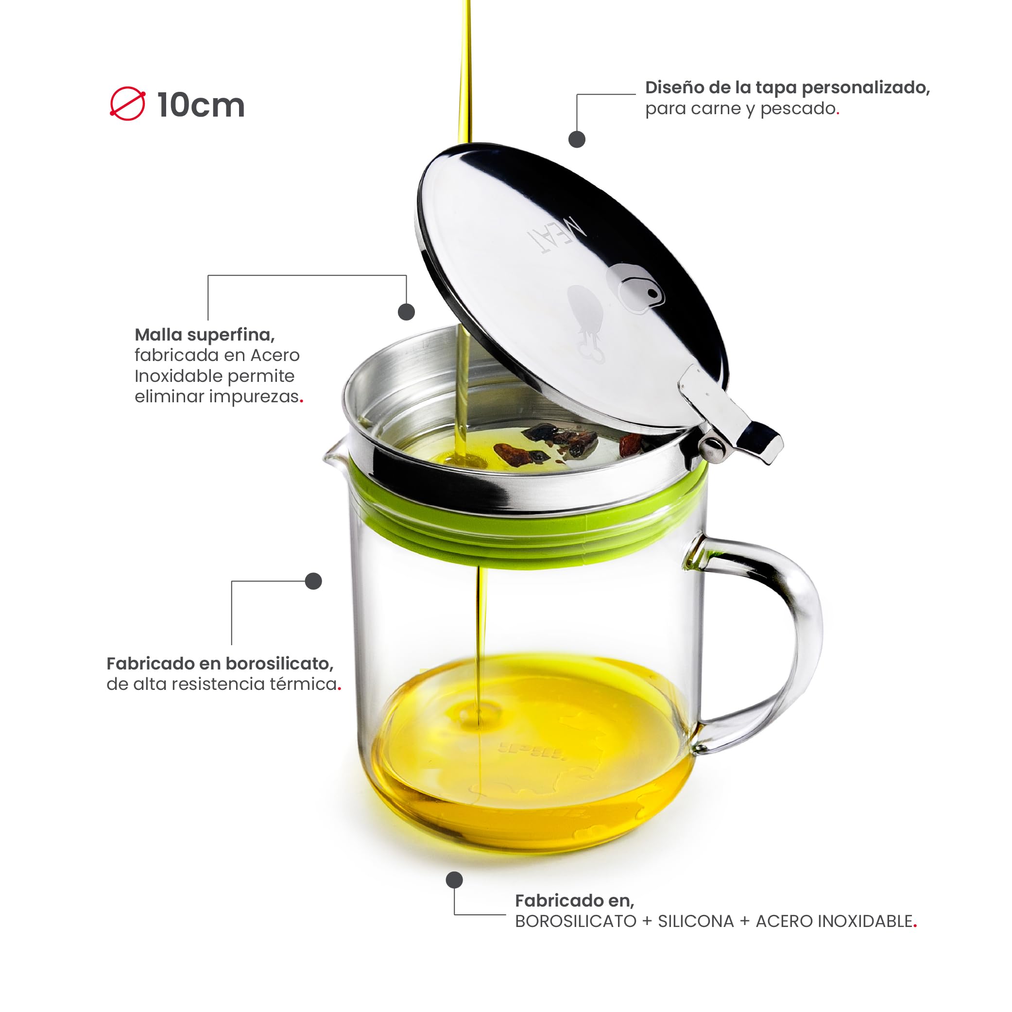 IBILI 743500 Reciclador de aceite Carne, Transparente, Talla única