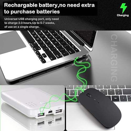 Miniatura 4 de Bluetooth Mouse, Rechargeable Wireless Mouse Dual Mode(Bluetooth 5.0+USB),Silent Slim with Adjustable DPI Computer mice for