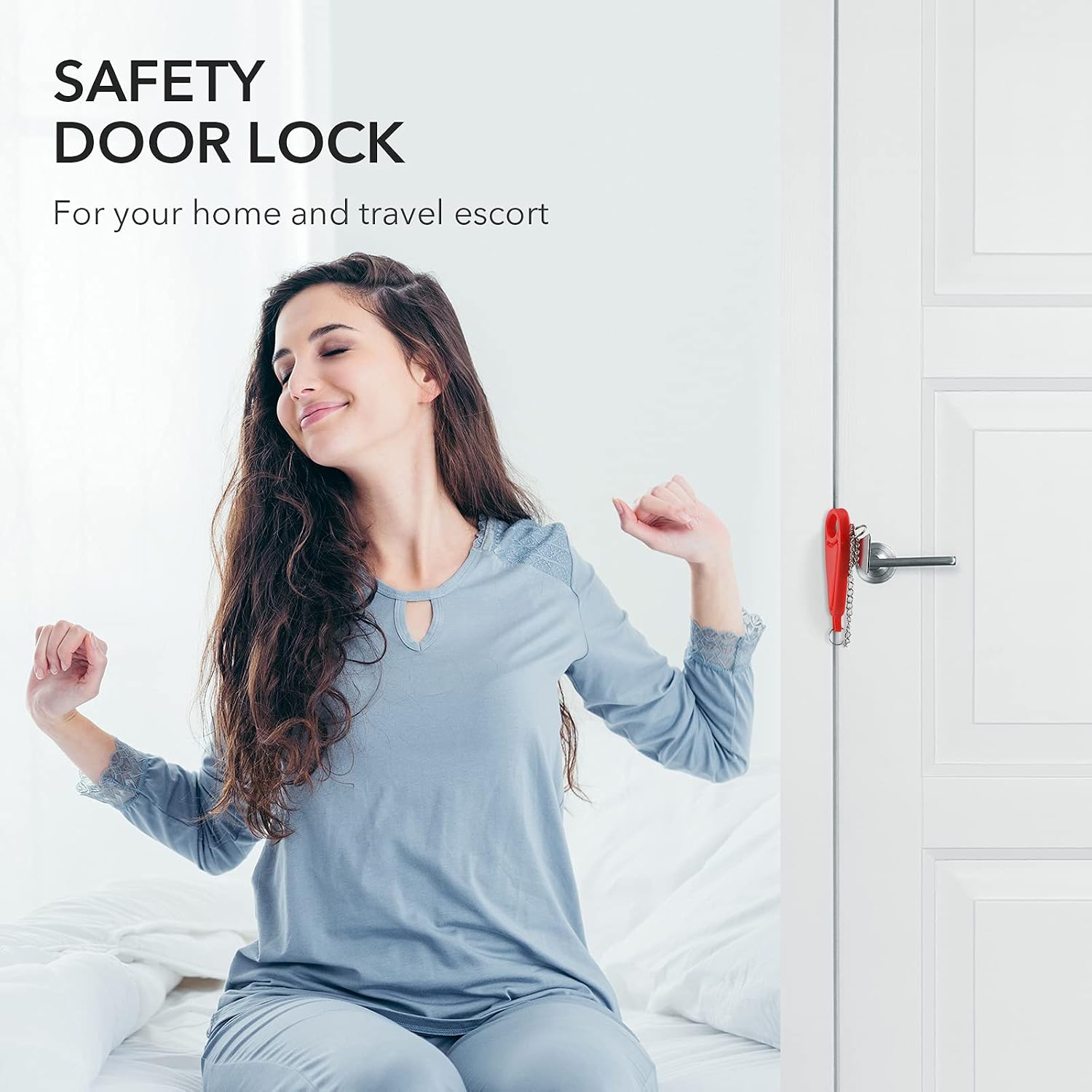 Portable Door Locks, 2 Pack Hotel Door Lock with 2 Storage Bags for Travel, Door Lock Security Devices for Home, Hotel, School,Apartment by AGPTEK