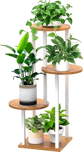 Soporte para plantas de interior, estante esquinero de metal grueso de 4 niveles para múltiples plantas, plantas de interior, soporte para macetas
