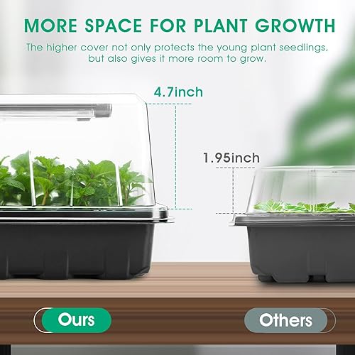 Miniatura 3 de Ryscam Bandeja de inicio de semillas con luz de crecimiento, kit de inicio de semillas de 40 celdas, kit de bandejas de inicio de plántulas con