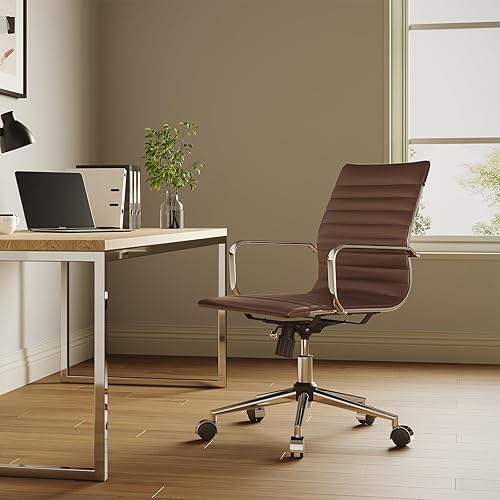 Miniatura 2 de Silla ergonómica de oficina con ruedas y reposabrazos, silla giratoria ajustable de alta resistencia para el hogar y la oficina, asiento de 22.83