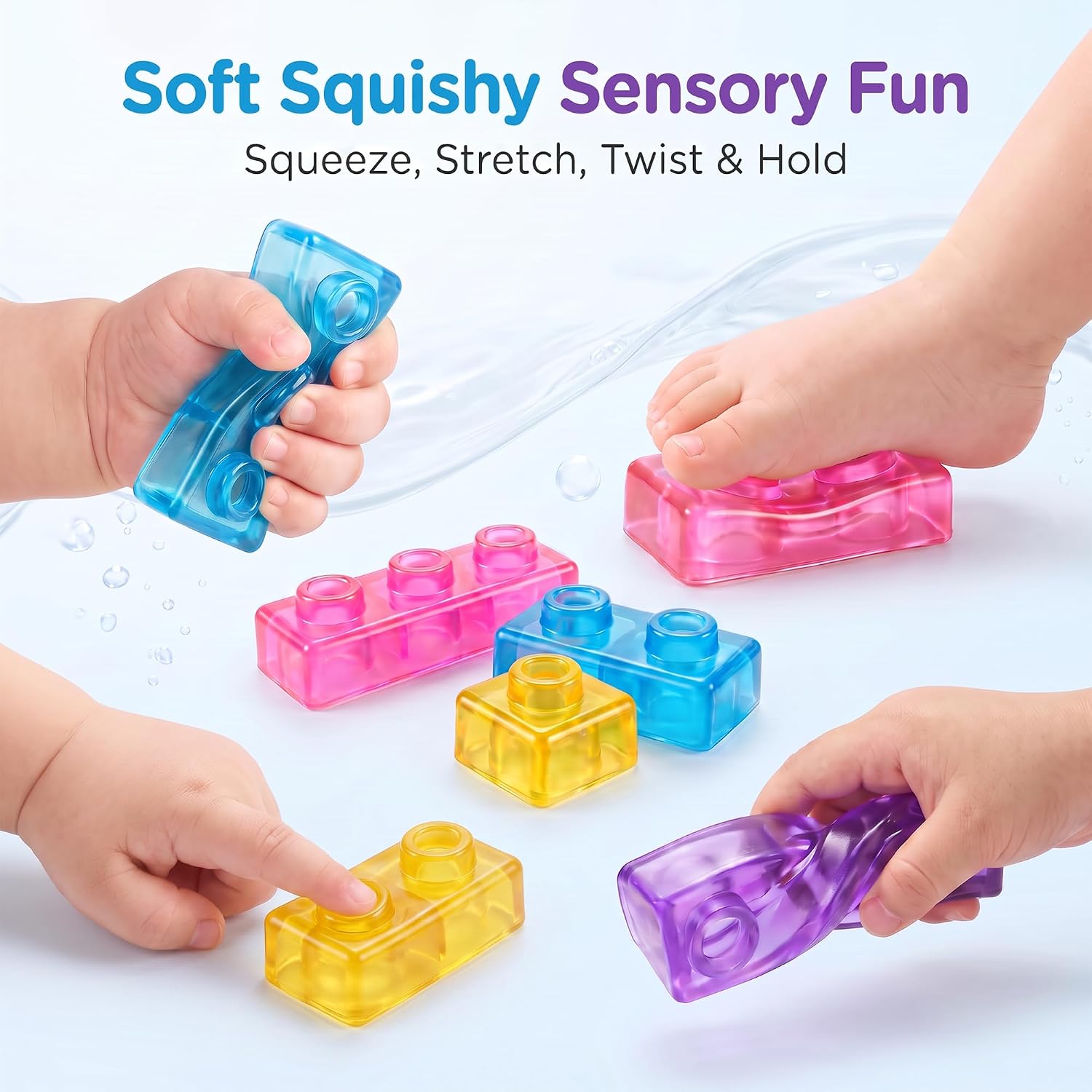 40PCS Gummy Blocks for Toddlers, Squishy Blocks Soft Building Set image 2