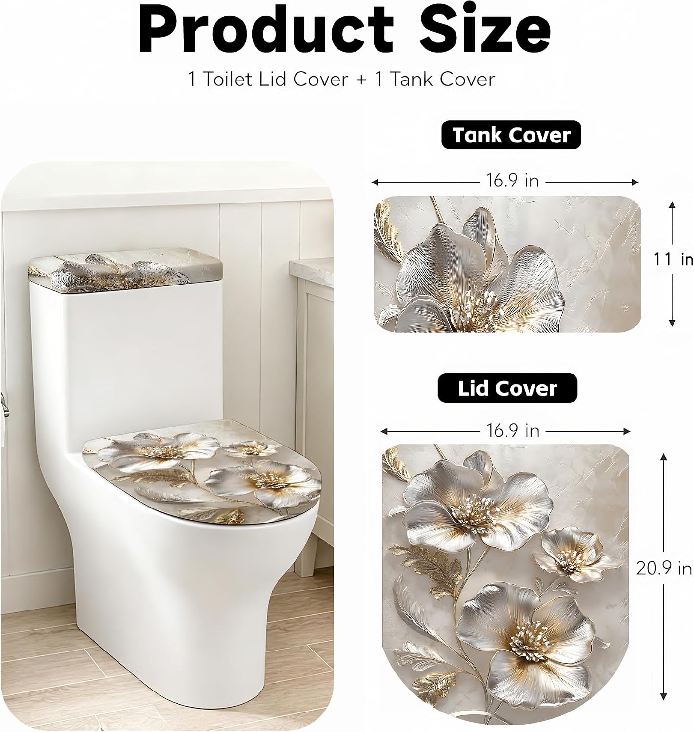 2 Pcs Toilet Lid Cover and Toilet Tank Lid Cover Set
