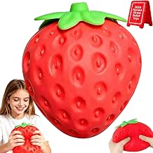 8In Giant Strawberry Squishy Jumbo,Big Strawberry Butter Squishy Realistic Moldable Soft Squishys Slow Rising Stress Ball for Anxiety Stress Party Favors Strawberry