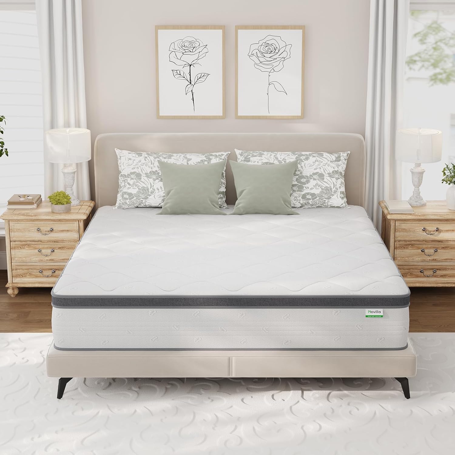 Novilla King Mattress 14 Inch,Hybrid Mattress in a Box with Individual Pocket Spring for Motion Isolation,Supportive & Pressure Relief, CertiPUR-US
