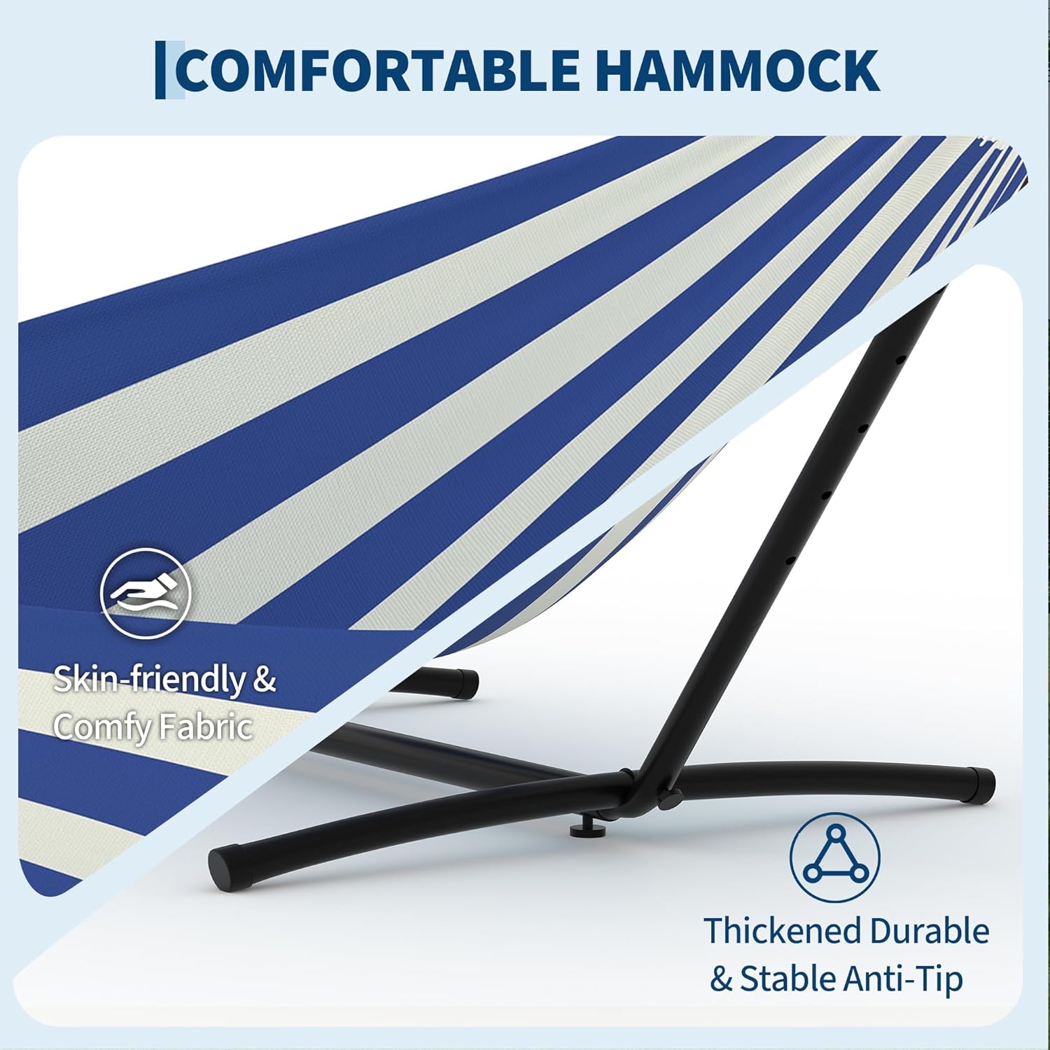 Garvee 2 Person Hammocks with Stand for Outside, Double Hammocks Portable Space Saving Heavy-Duty Steel Stand for Indoor Outdoor Patio with Carrying Bag, 450 lbs Capacity