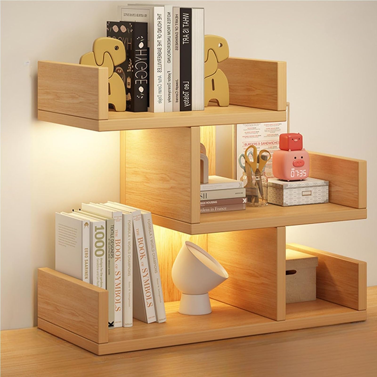 Petite bibliothèque de bureau réglable étagère compacte autoportante pour livre de maison