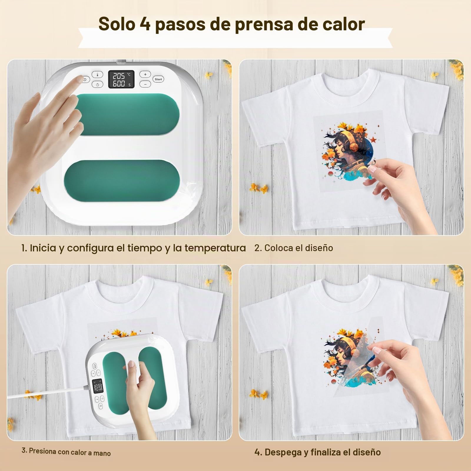 Prensa de Calor,Prensa de Calor Portátil 22.5cm*22.5cm,Portátil DIY Prensa Termica con Temporizador,ara Camisetas, algodón, bolsos de metal, alfombrillas