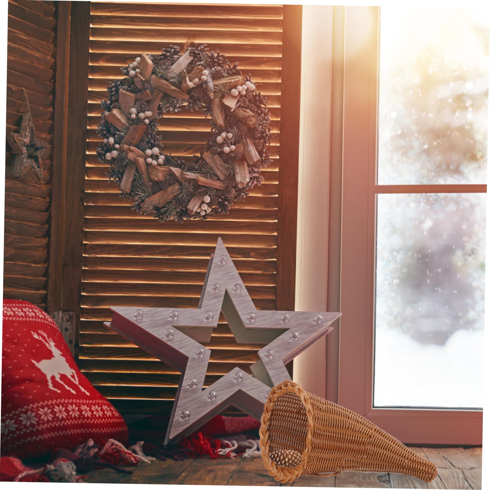 Cesta Tejida De Cuerno De Buey Decoración Creativa para Hogar Cesta De Almacenamiento De Frutas y Dulces