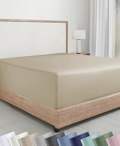 California Design Den Soft Natural 100% Cotton Sateen Queen Fitted Sheets, Beige — $21.59 (10% off)