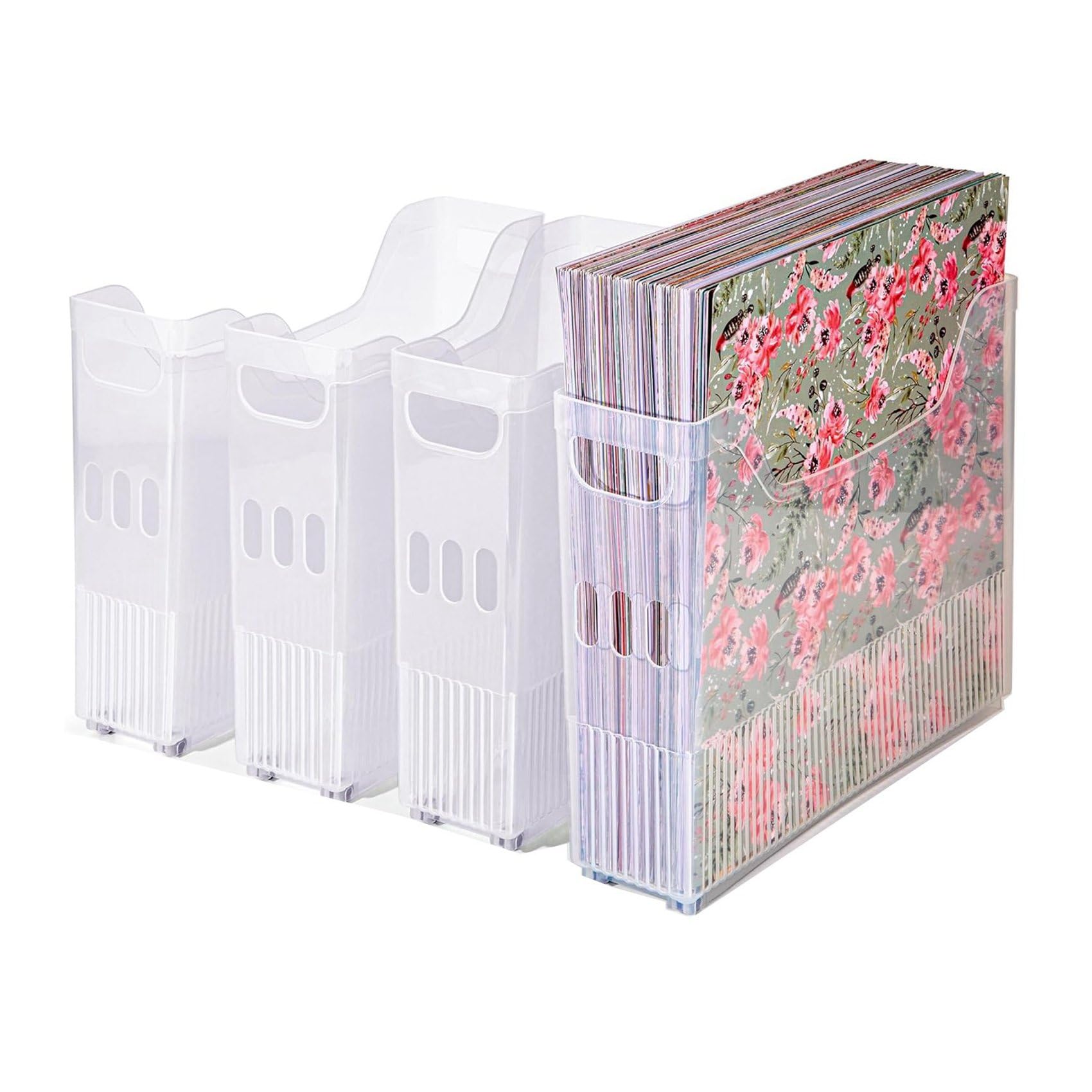 12 contenitori di carta per scrapbooking con ruote, in plastica per 12 x 12 fogli , carta per album di ritagli