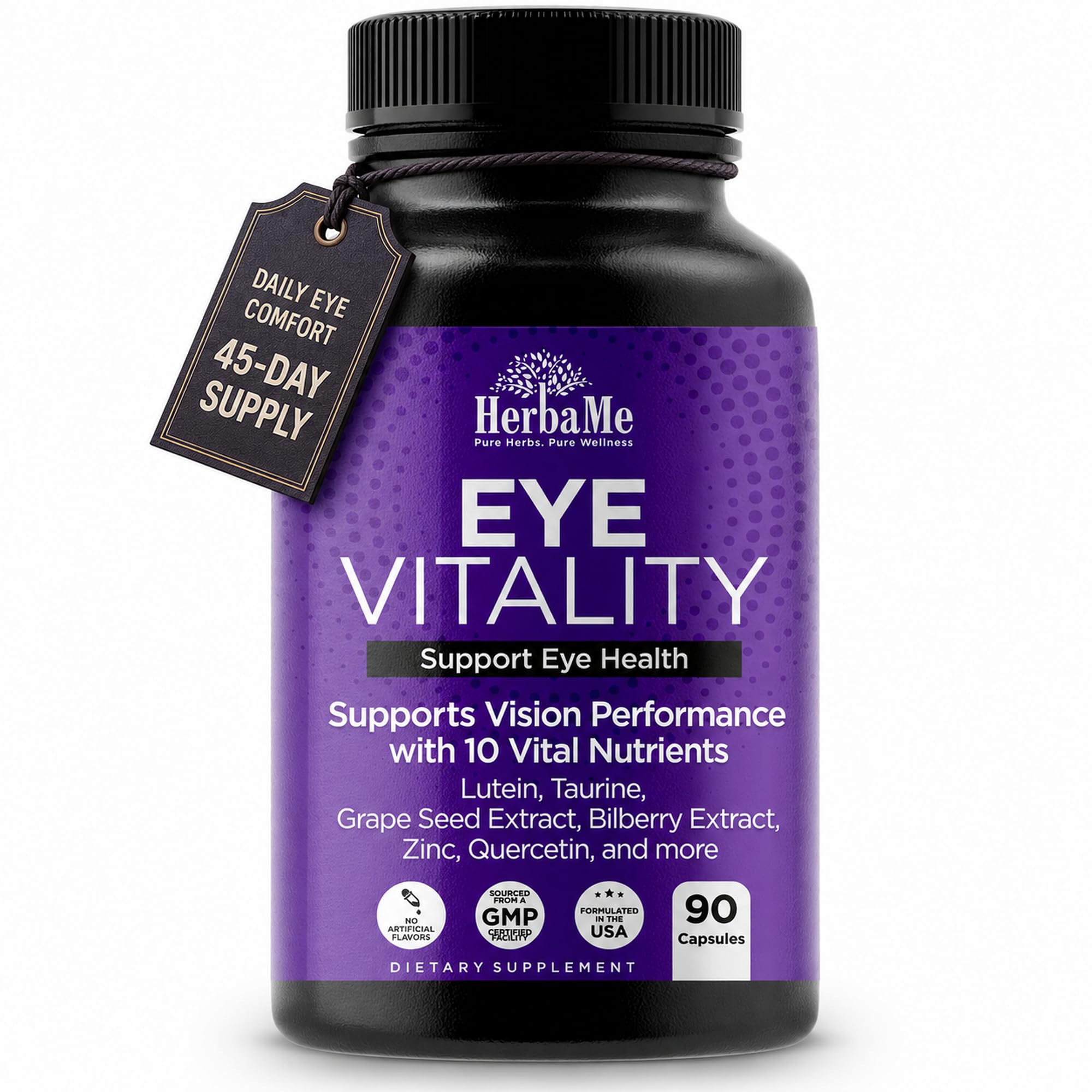 HerbaMe Eye Vitamins Supplement for Vision, Macular Health & Strain Relief