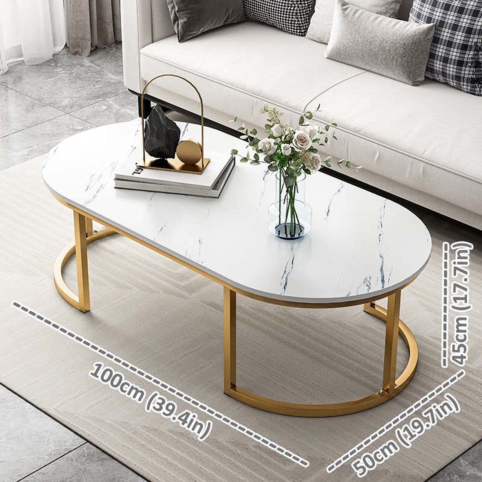 White Coffee Table, 40 inch Length Sofa Side Table Center Table for