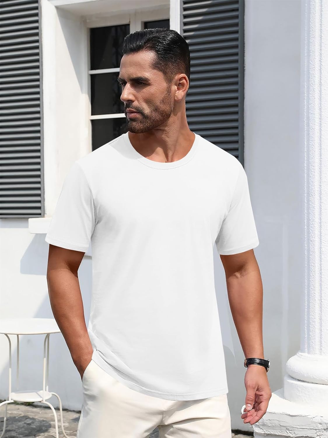 MAGNIVIT Men's Shirts Short Sleeve Cotton T-Shirt Crew Neck Light Tees Classic Basic Casual Tops Plain Soft Shirt - Image 3