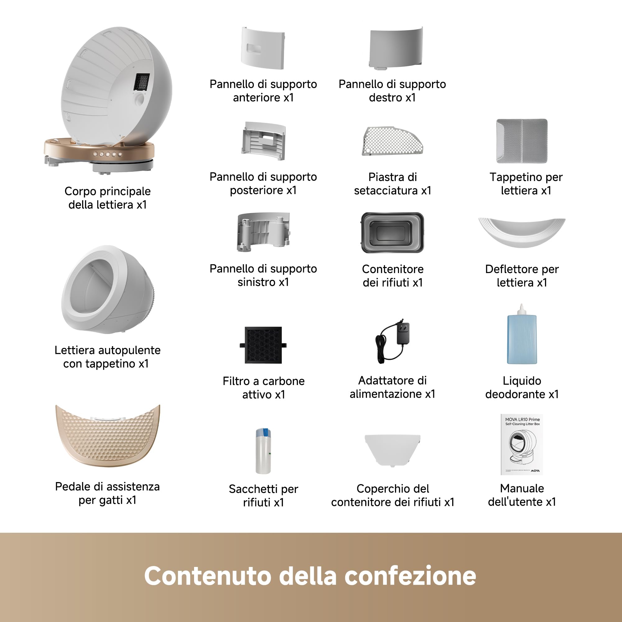 MOVA MeowgicPod LR10 Prime Lettiera per gatti intelligente,110L, 15 giorni senza paletta, Sistema di aria fresca a doppia camera, Cura intelligente degli animali domestici,Controllo remoto tramite app