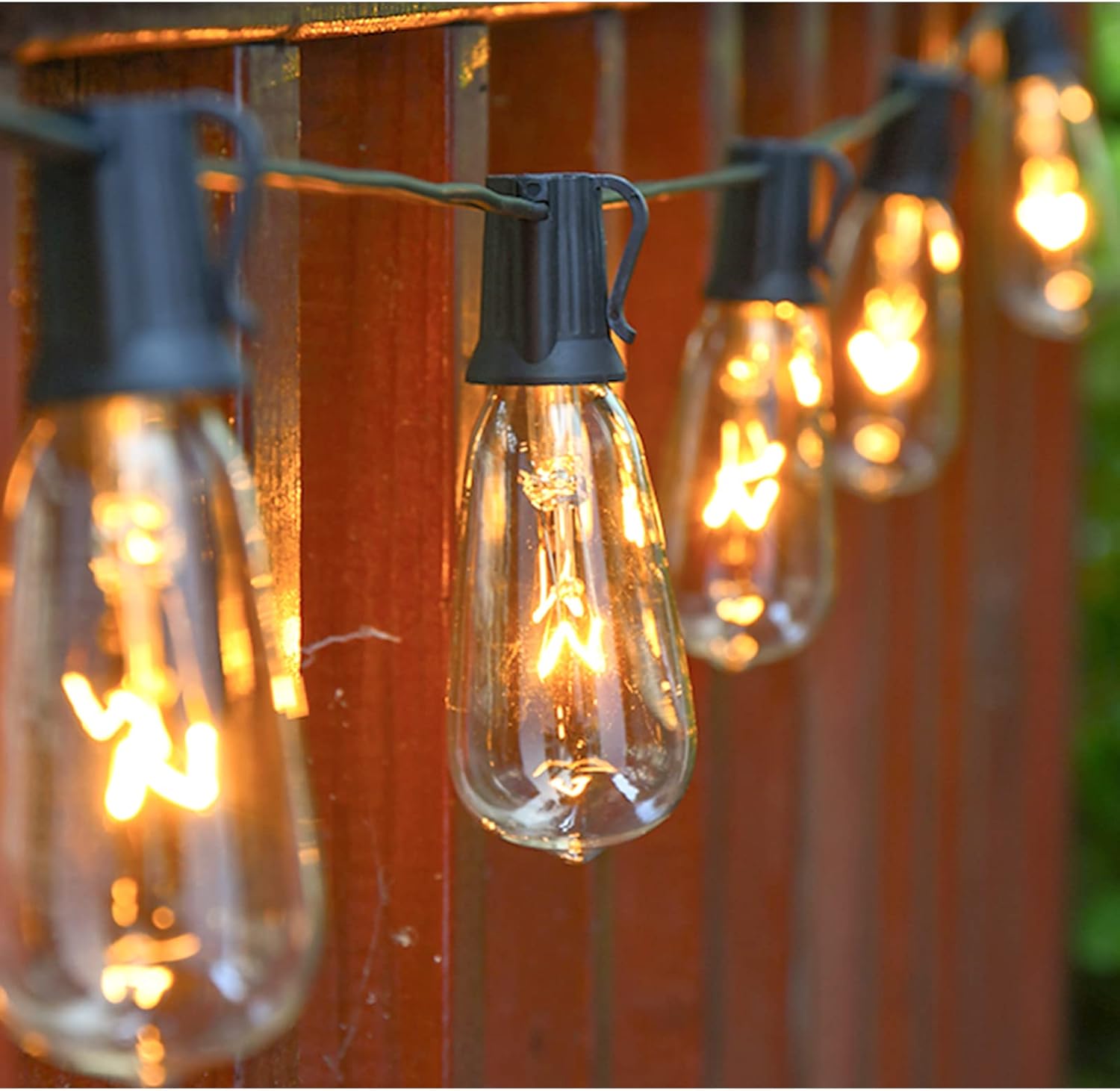 GOOTHY Outdoor String Lights 45Ft ST40 Vintage Patio Lights with 32 Edison Bulb (2 Spare), Backyard Lights UL Listed for Indoor Outdoor Party Balcony Markets Garden Decor, 7W/ E17 Screw Base- Black