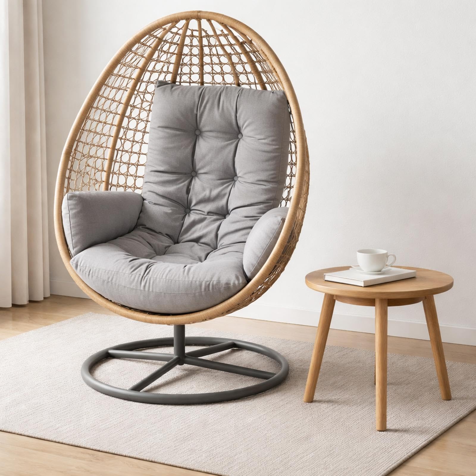 Sharplace Coussin pour fauteuil suspendu en forme d'œuf, pour intérieur et extérieur, Gris Clair