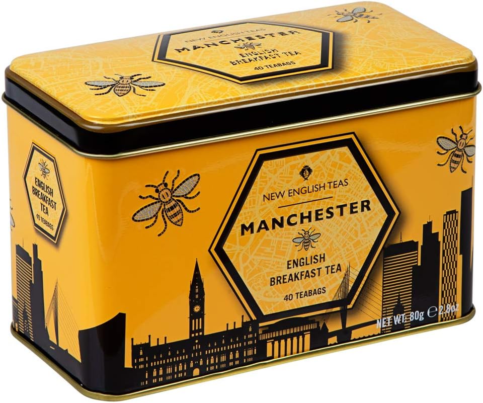 Manchester City Bee Tea Caddy with 40 English Breakfast Teabags