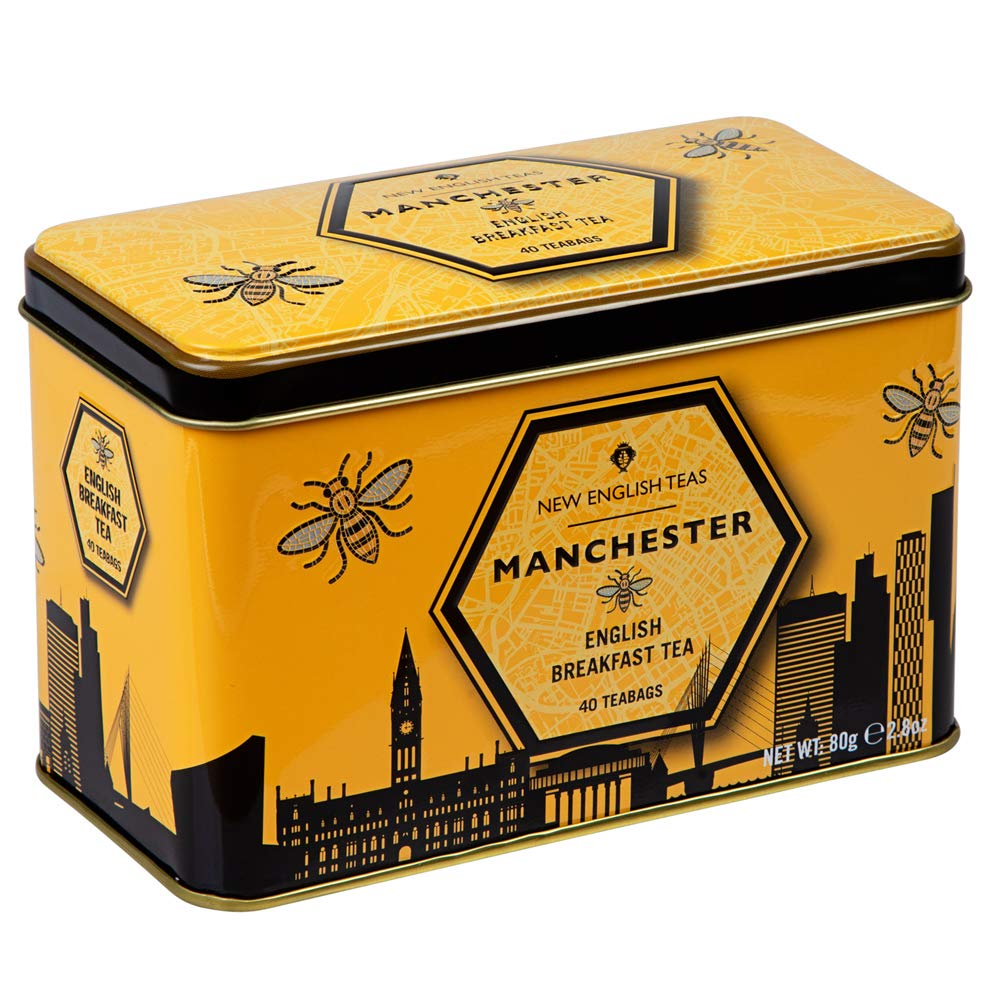 Manchester City Bee Tea Caddy with 40 English Breakfast Teabags