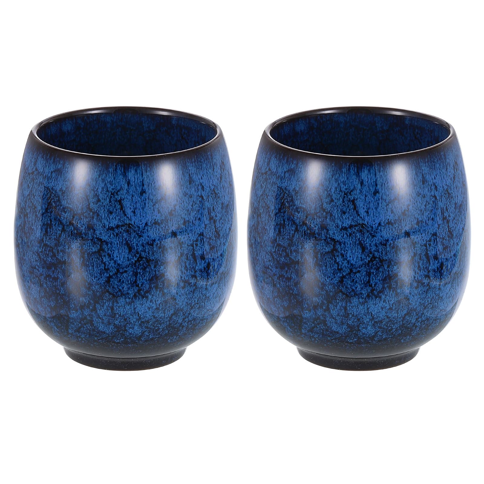 QUARKZMAN 2 Tazas de Té Chinas de Cerámica de 5.75 Oz Juego de Té Gong Fu Tradicional de Cerámica Taza de Mate Japonesa sin Asa Taza Pequeña para Café Vino Bebidas, Azul Oscuro
