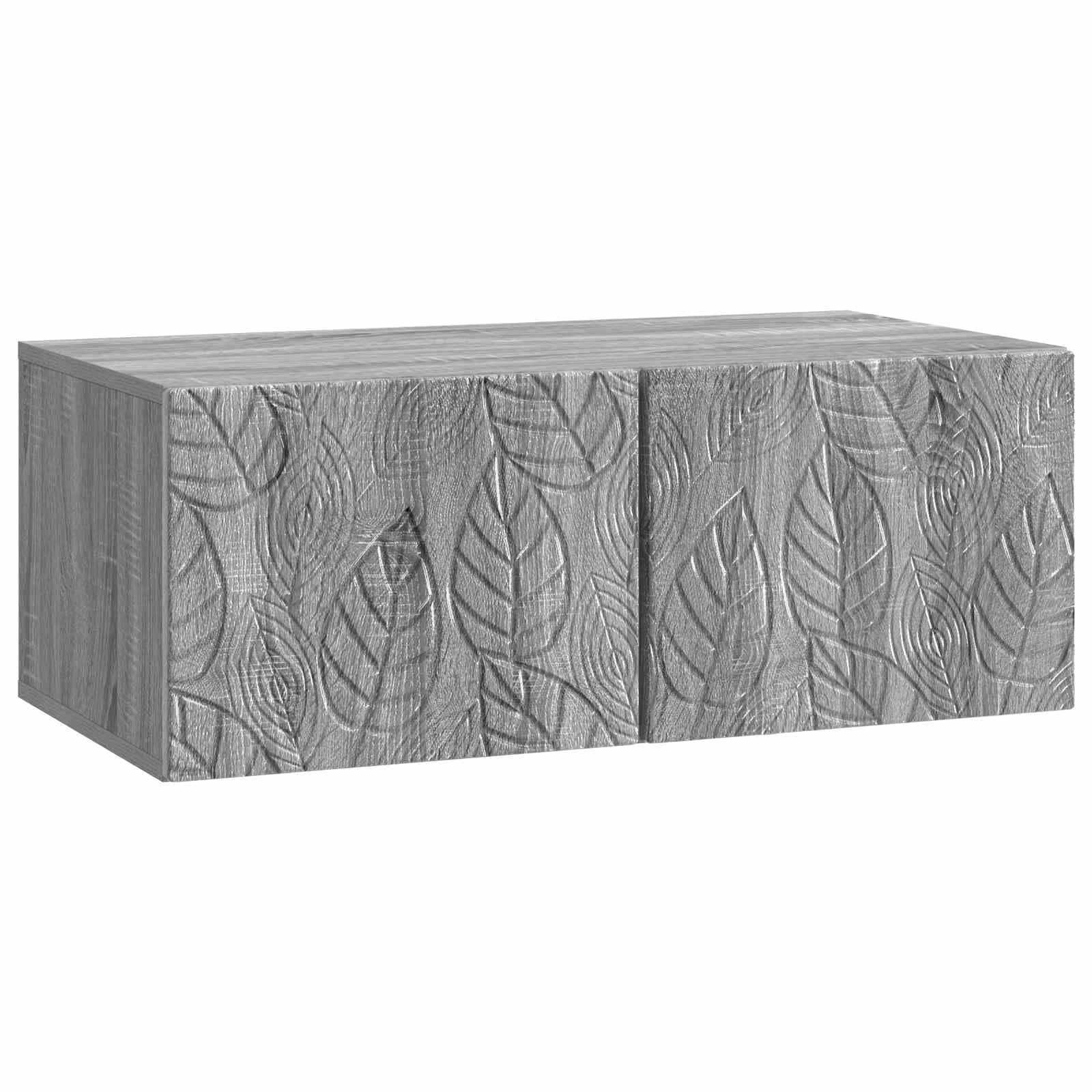 Meuble TV mural 60 cm en bois Sonoma gris compact avec deux portes battantes