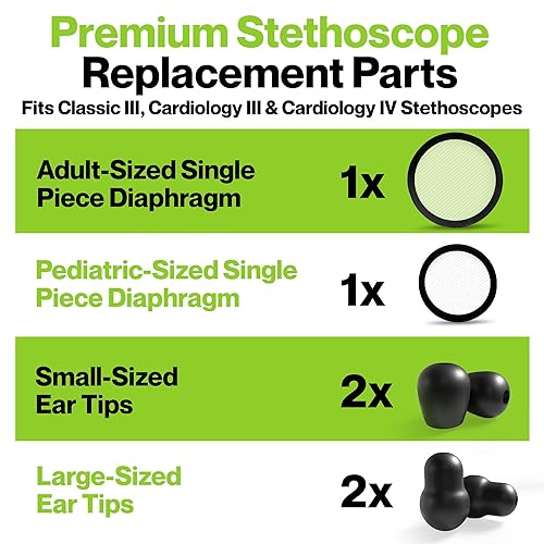 Miniatura 3 de Durabasics Kit de accesorios para estetoscopio Classic 3, Cardiology 3 y Cardiology 4 para piezas de repuesto de estetoscopio Littman y piezas de