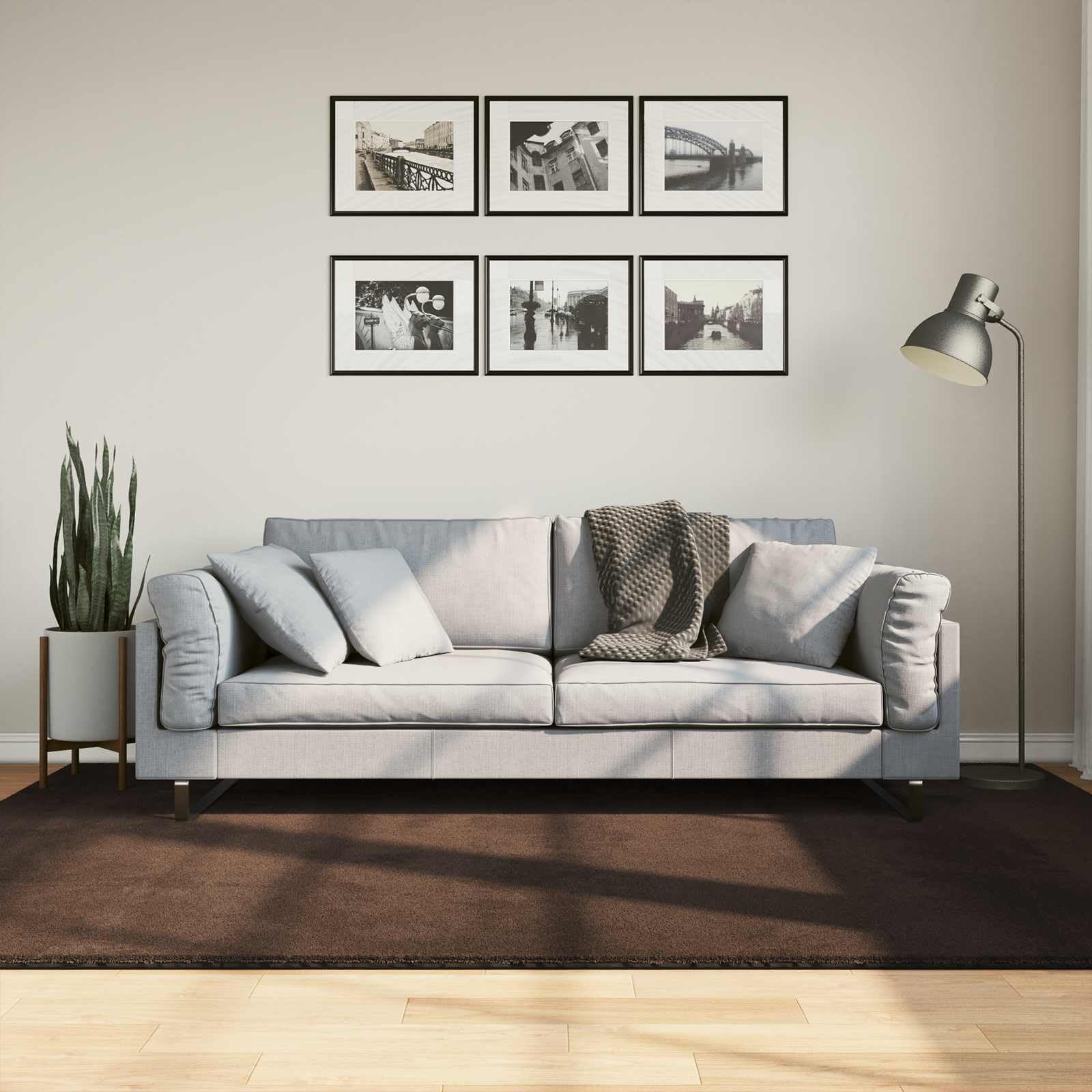 Tapis doux pour salon marron créant une ambiance cosy à poils courts