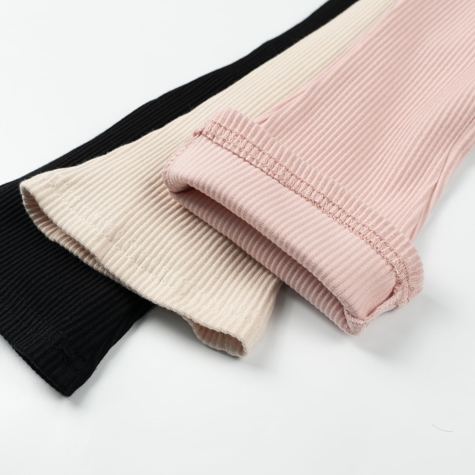 Miipat - Pantaloni svasati per bambina, confezione da 3 pezzi, con volant, svasati, in cotone e vita elastica