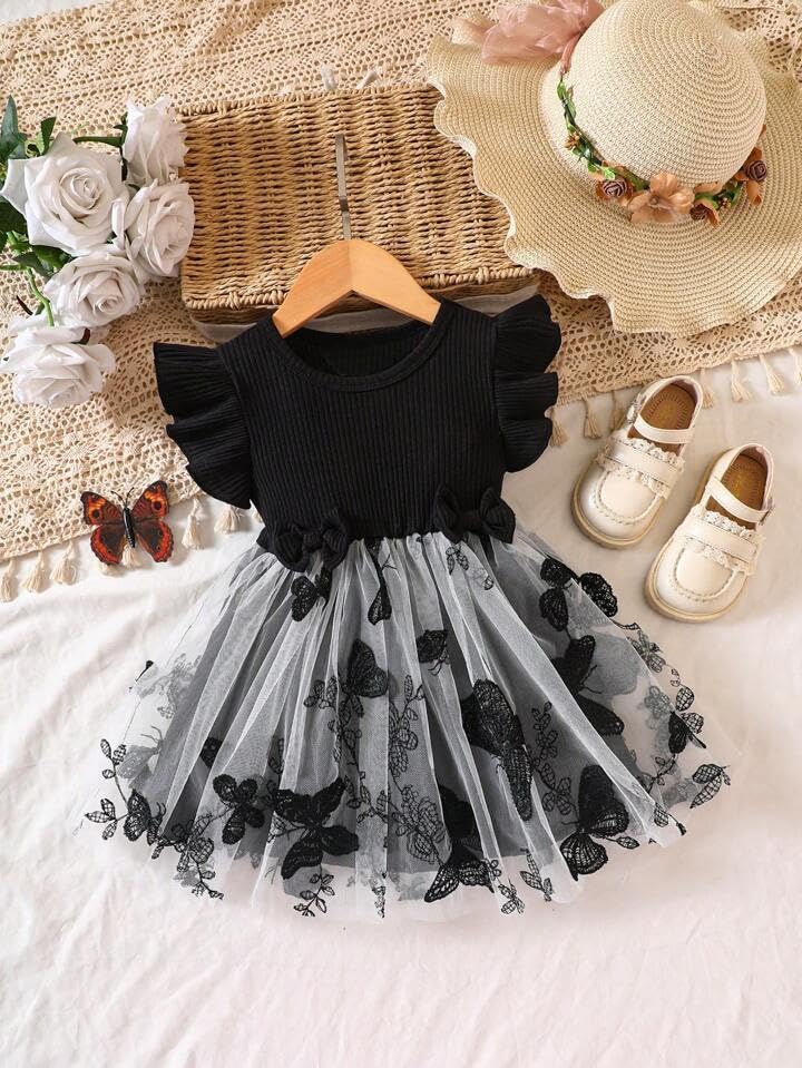 Image of TAGAS Girls Embroidery Pattern Cap Sleeve A-line Knee-Length Dress