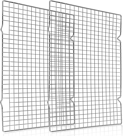 Cooling Racks for Cooking and Baking, 10" x 16" Baking Rack 2-Pack Heavy Duty Wire Cookie Rack for Cooking, Roasting, Grilling, Drying, Oven Safe, Fits Half Sheet Pan