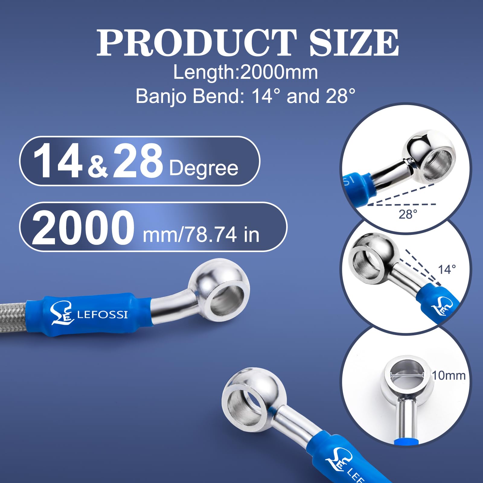 SYUU 2000mm 200cm M10 Reinforced Hydraulic Brake Oil Hose Line Banjo - View #2