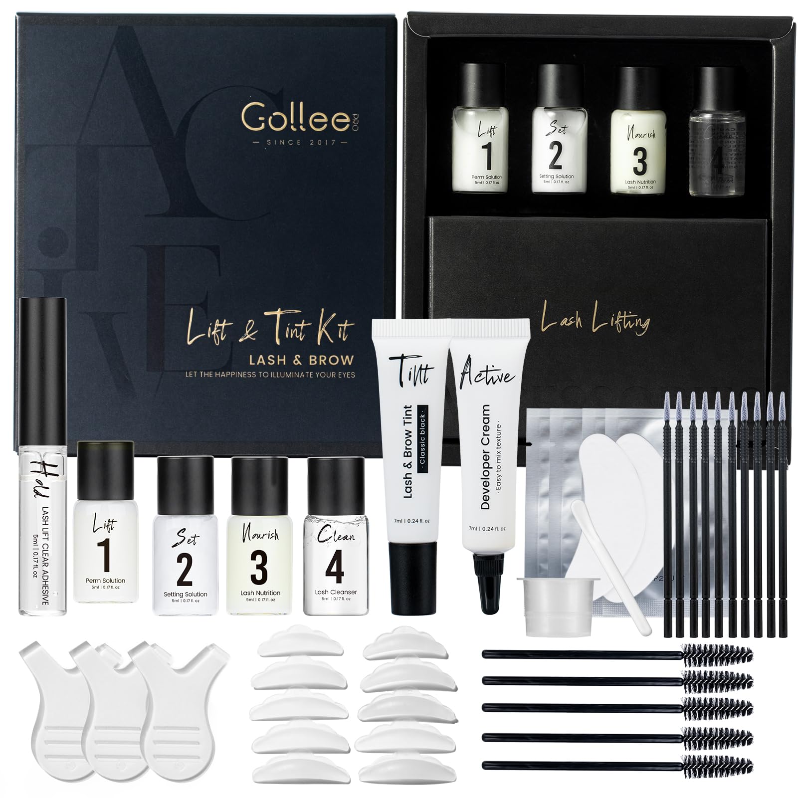Lash Lift and Black Color Kit Brow Lamination Kit Black Eyelash & Eyebrow Set Eyelash Perm Kit With Detail Instruction and Complete Tools Easy For Beginner Achieve Salon-Quality at Home