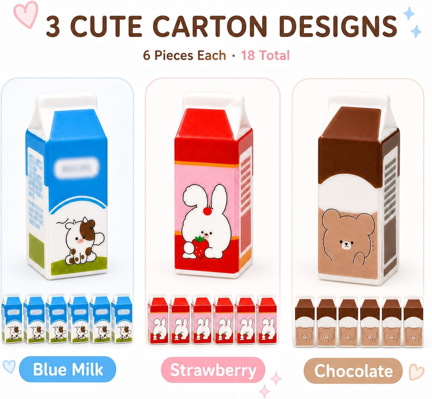 18 Pcs 1:12 Mini Resin Milk Cartons with 3 Acrylic Trays image 5