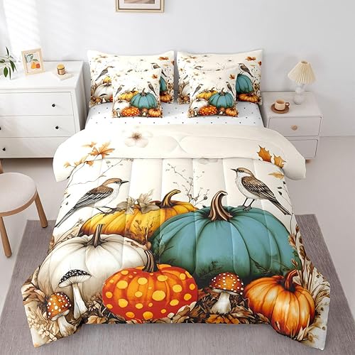 Miniatura 15 de Feelyou Juego de edredón de flores con sábanas, tamaño individual, cama de flores groovy en una bolsa, diseño de flores hippie de los años 70, juego