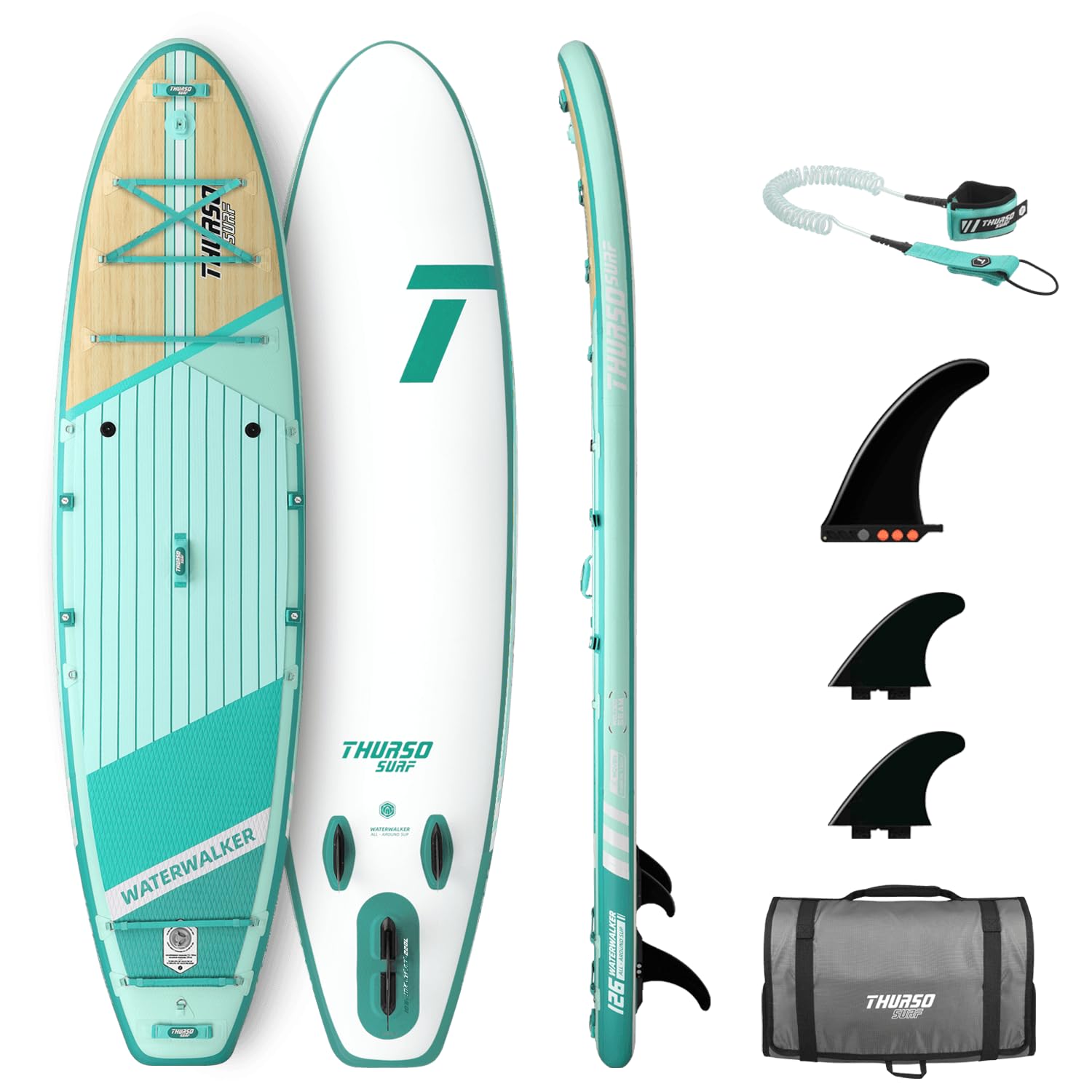 THURSO SURF Nadmuchiwana deska do wiosłowania stojącego, alker wody 126, 10'15.2 x 78.7 cm x 12 cm, lekka, uniwersalna deska SUP dla dorosłych z uchwytem na kamerę i kompletnym zestawem akcesoriów