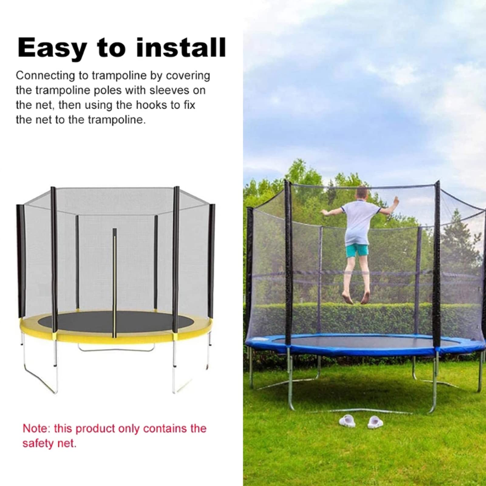 Okrągła podkładka zastępcza do trampoliny i siatka bezpieczeństwa, 1,2-2,4 m, oddychająca siatka do ramy 6-biegunowej, osłona trampoliny dla dzieci i akcesoria bezpieczeństwa