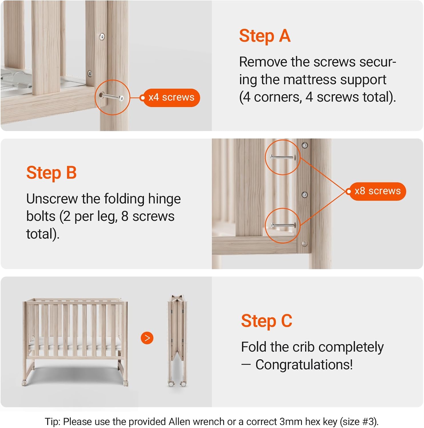 MAMAZING EvoNook 6-in-1 Convertible Mini Crib, 100% New Zealand Wood, Portable Mini Cribs with Wheels for Small Spaces, GREENGUARD Gold Certified, Washed Natural