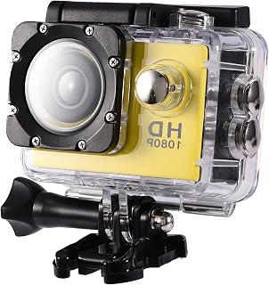 Camera ¨¤ prova d'¨¢gua Uxsiya DV, mini filmadora 7 cores com caixa ¨¤ prova d'¨¢gua para fot¨®grafo para filmes esportes aqu¨¢ticos fascinantes para registro de momentos maravilhosos (amarelo)