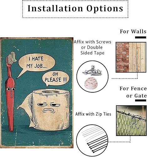 Miniatura 4 de Letrero de metal con texto en inglés "I Hate My Job Oh Please Funny Toilet Retro Tin Sign Bathroom Wall Art Art Home Decor (12 x 8")