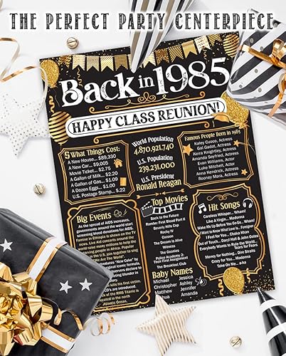 Miniatura 3 de 39th High School Reunion (Thirty-nine) Decoration in Gold - Remembering The Year - Class of 1985-11x14 Unframed Poster - Perfect Party Decor and Gift