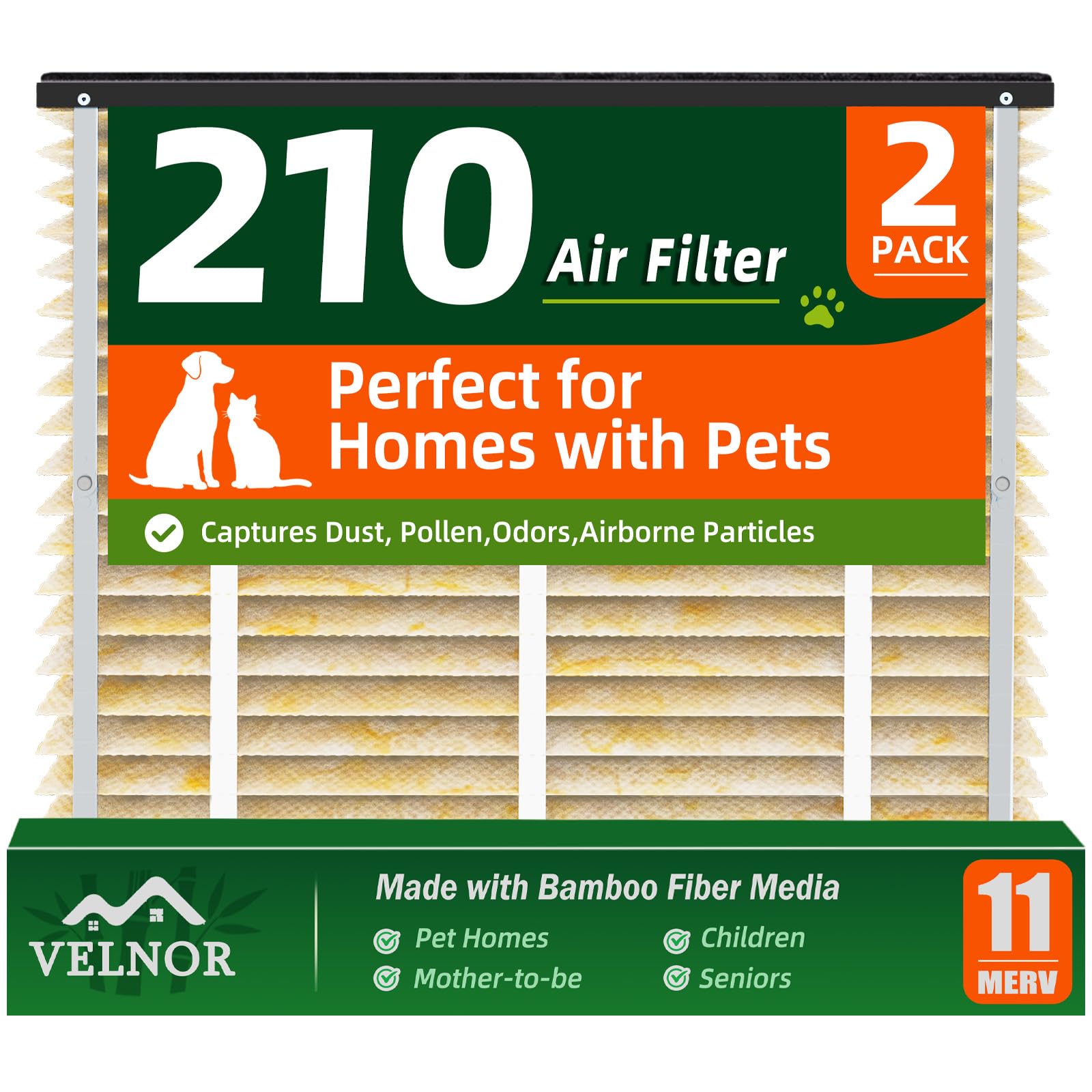 Photo 1 of 2 Pack 210 Air Filter Replacement, Help Reduce Odor, Humidity Resistance & Dust Capture, Compatible with AprilAire Whole House Air Purifiers,20x25X4 Furnace Filter