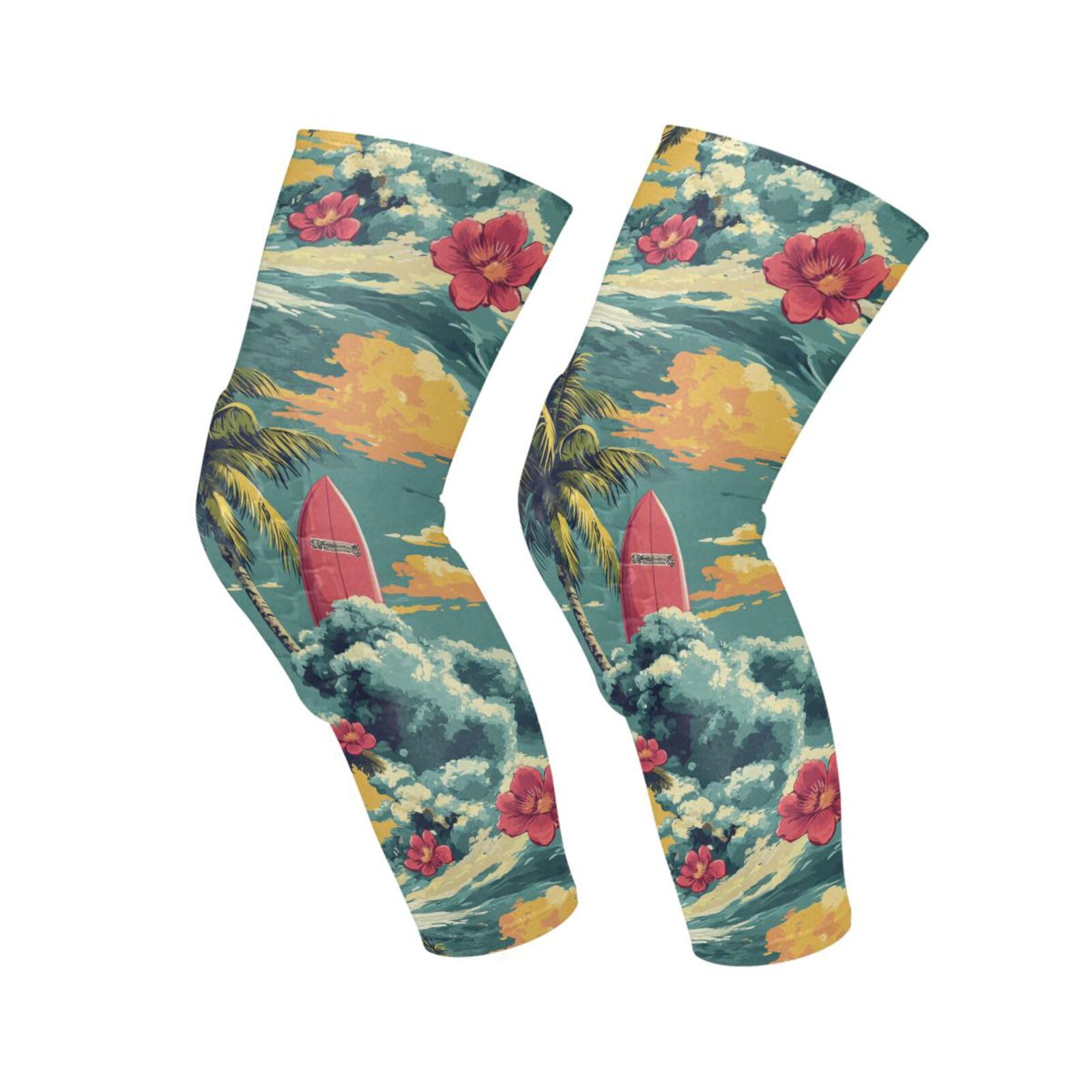 JUNZAN Tropical Style Hawaii Basketball Knee Pads for Youth Kids Wrestling Knee Pads with Sleeves Sport Kneepads for Volleyball Football