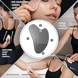 Yeamon Gua Sha Facial Tools and Face Roller Set, Facial Massage Tool for Womens Skincare Routine,Cooling Stainless Steel Face Sculpting Eyes Roller Guasha for Daily Use or Self-Care Gift for Women