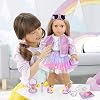 Set de accesorios de maquillaje y ropa para muñeca de 18 pulgadas American, incluye ropa y zapatos para muñeca de 18 pulgadas, bolsa, set de brochas de maquillaje, peine plegable, sombra de ojos, lápiz labial, moño, pinza para el cabello, gafas de sol, cuerda para el cabello (no incluye muñeca) 6