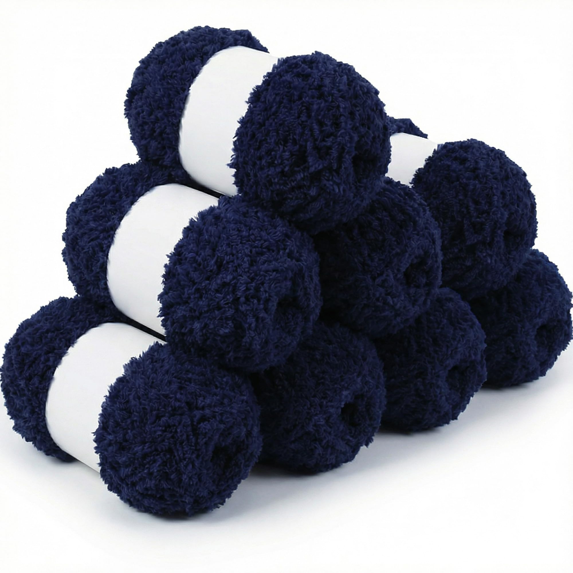 Lighterday Fluffy Yarn Set of 8×50g Chunky Yarn for Hand Knitting,Thick Fluffy Wool,Soft Chunky Wool for Crochet Blankets Scarves Hats Toys DIY Projects (8 Pack Navy Blue)