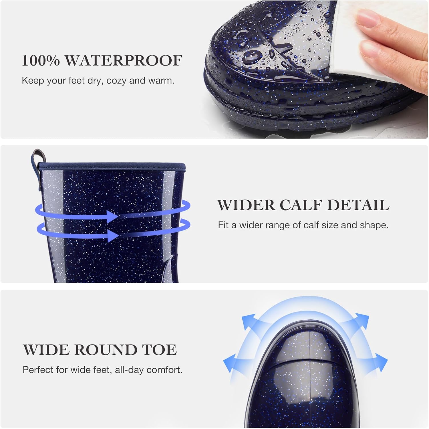 HISEA Women's Mid Calf Rain Boots Waterproof Garden Shoes Fashion Rubber Boots Anti-Slipping Rainboots for Ladies with Comfort Insole Lightweight Mid Height Outdoor Rain Shoes - Image 2