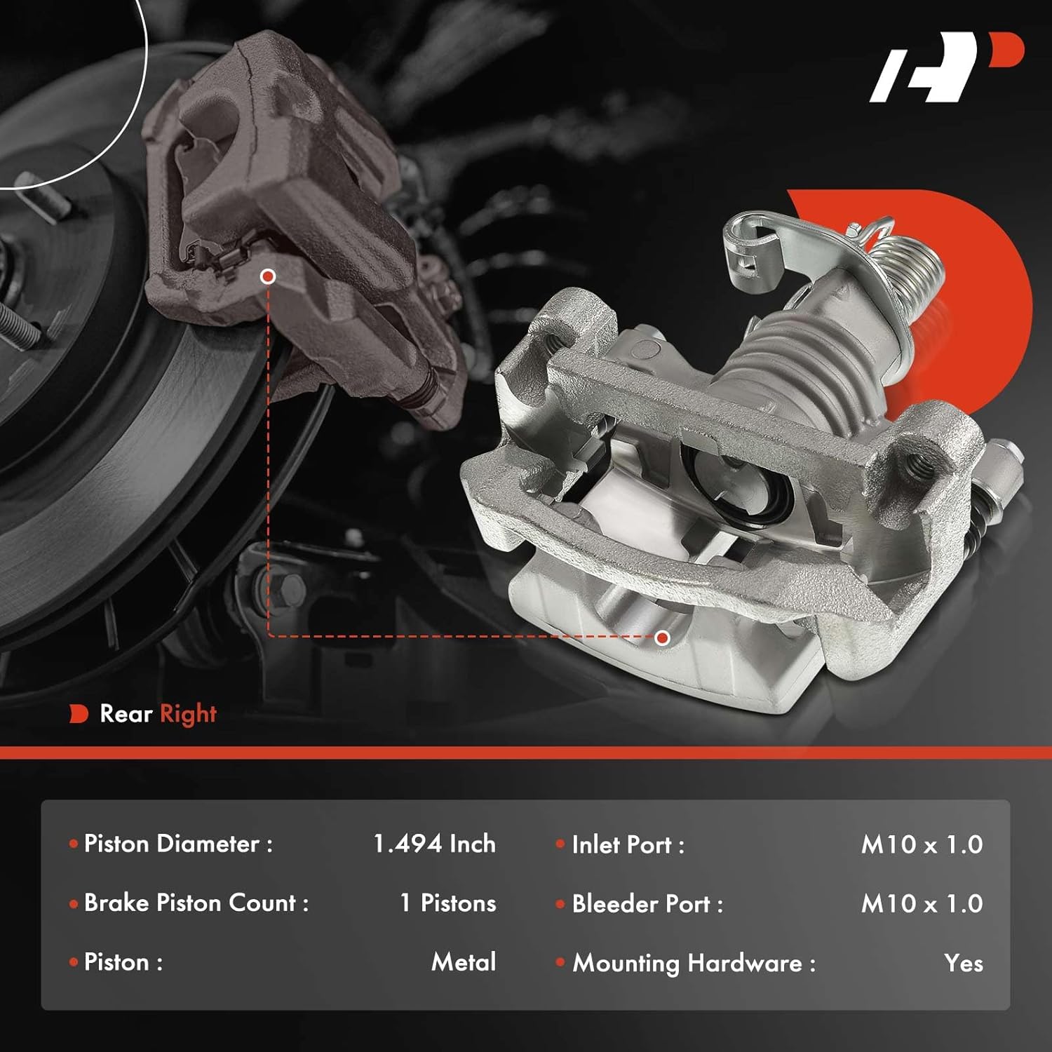 A-Premium Disc Brake Caliper Assembly with Bracket Compatible with Select Buick, Chevy and Pontiac Models - LaCrosse 2006-2009, Impala 2011-2013, Impala Limited, Allure, Grand Prix - Rear Passenger